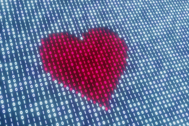 An image of a red heart on a computer screen.