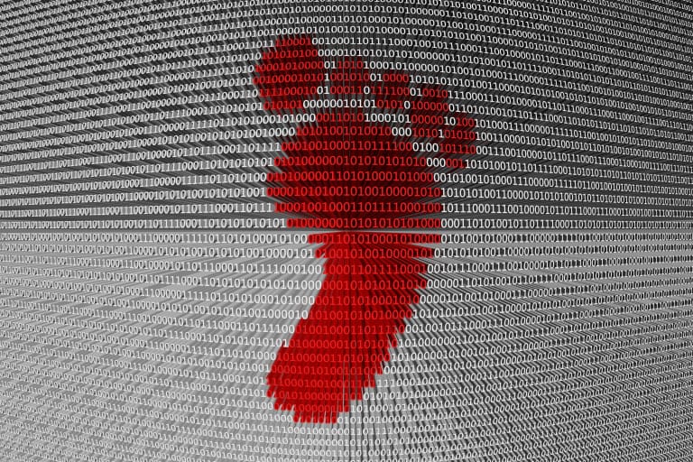 An image of a red foot print on a computer screen.
