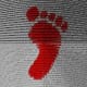 An image of a red foot print on a computer screen.